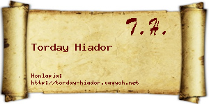 Torday Hiador névjegykártya